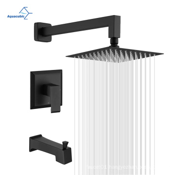 Aquacubic Shower System with Waterfall Tub 8 Inches Square Rainfall Shower Head Shower Faucet Set